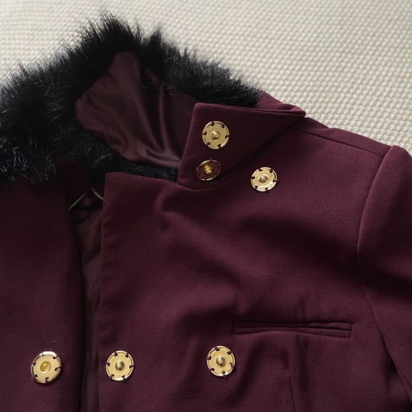 Bebe Faux Fur Collar Burgendy Coat - Picture 6 of 16
